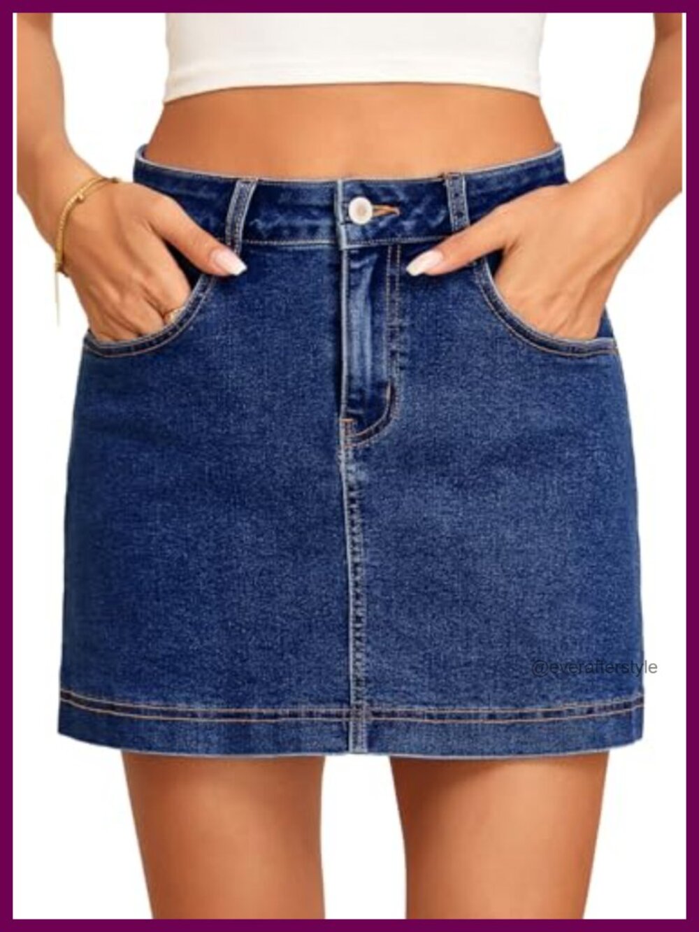High Waisted Denim Skort with Pockets Stretch Jean Skirt